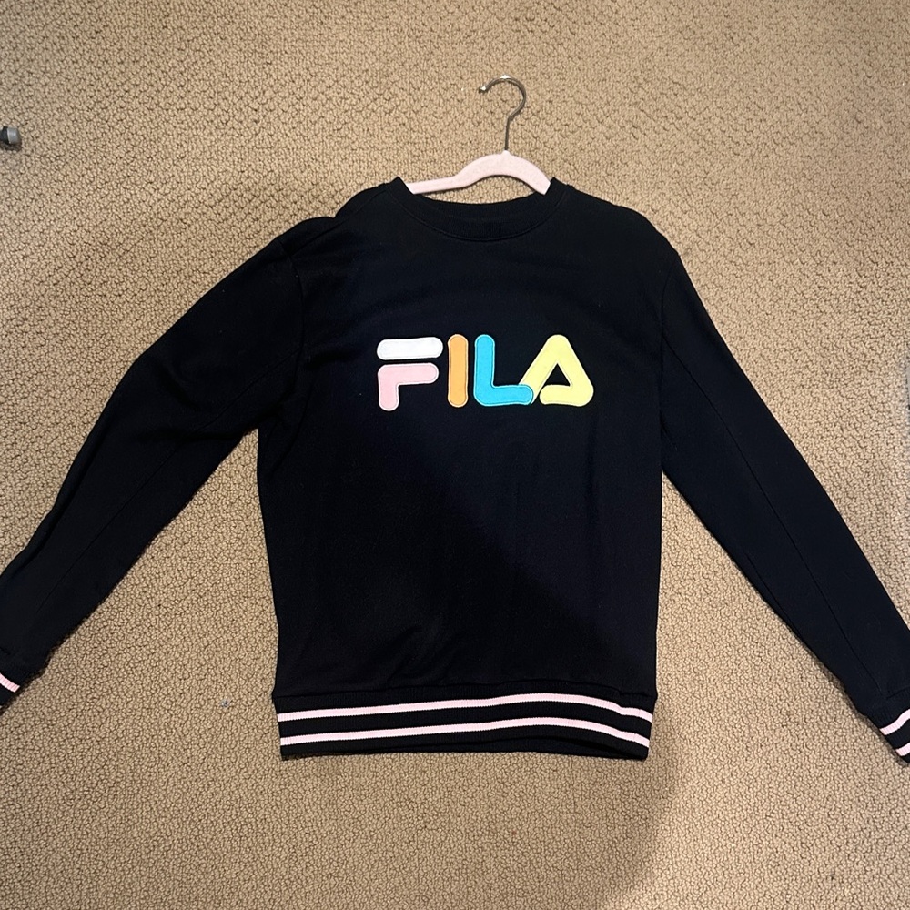 Fila Black Crewneck with Multicolor Logo